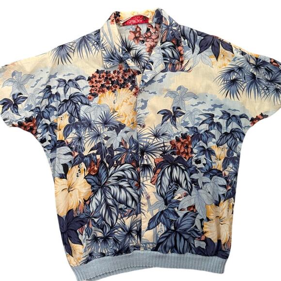 Vintage California by Madman Hawaiian Blouson Button Up Tropical Vacation Beach‎ - Picture 1 of 3
